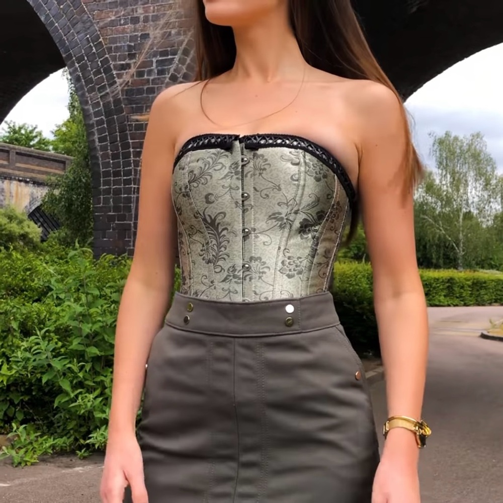Olive Green Victorian-Style Corset